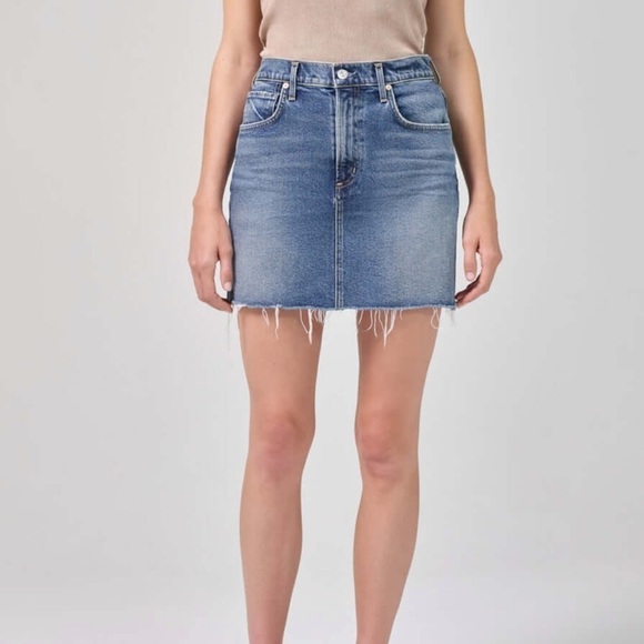 Citizens of Humanity Beatnik Raw Hem Denim Mini Skirt Size 25 - Picture 1 of 9
